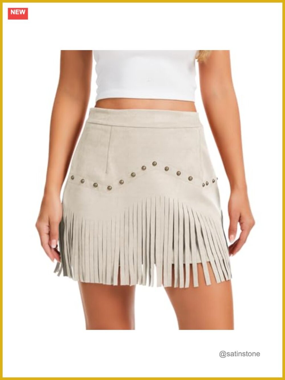 High Waisted Fringe Suede Skirt